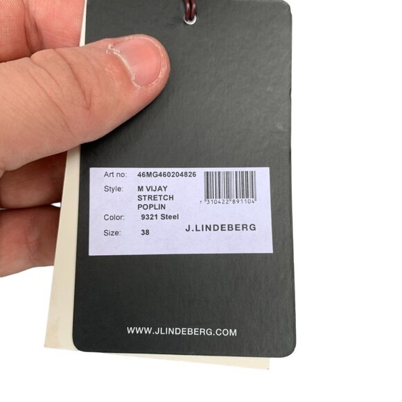 BRAND New J. Lindeberg Dress Shirt Size 38 Gray Poplin - Picture 3 of 6